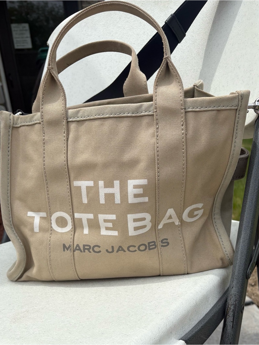 Marc Jacobs Beige Canvas Tote with White Logo